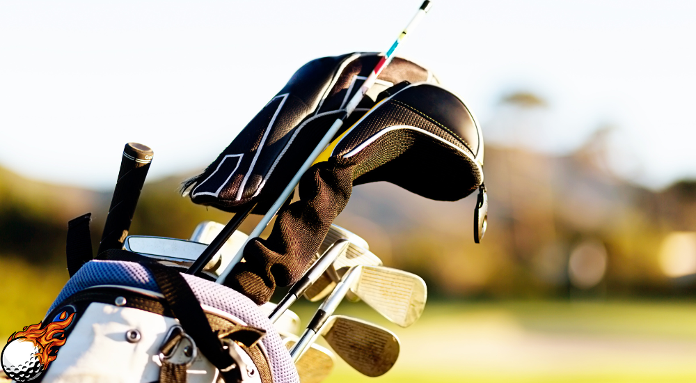 a golf bag full of golf accessories