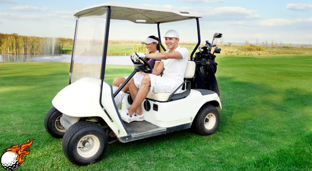 driving golf cart
