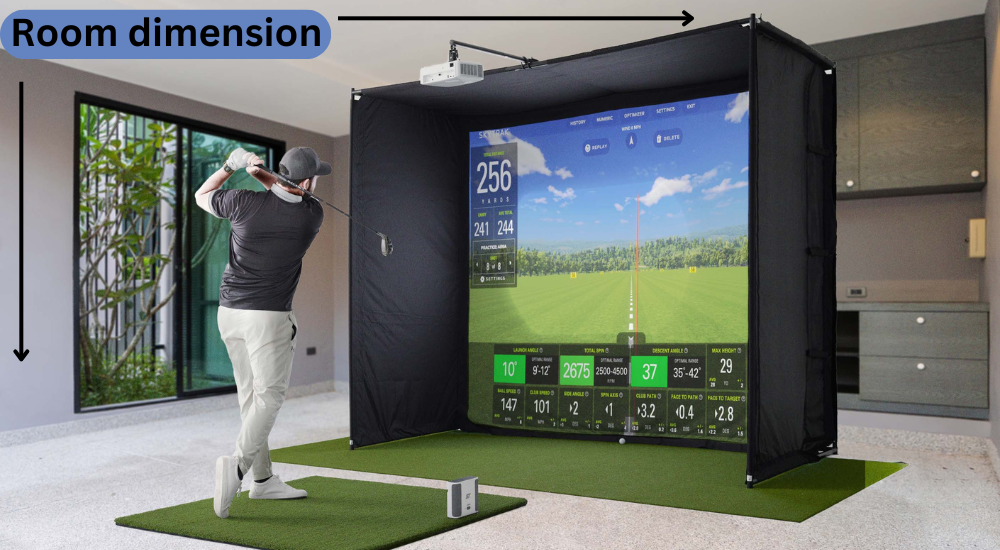 a player is taking a shot on golf simulator 