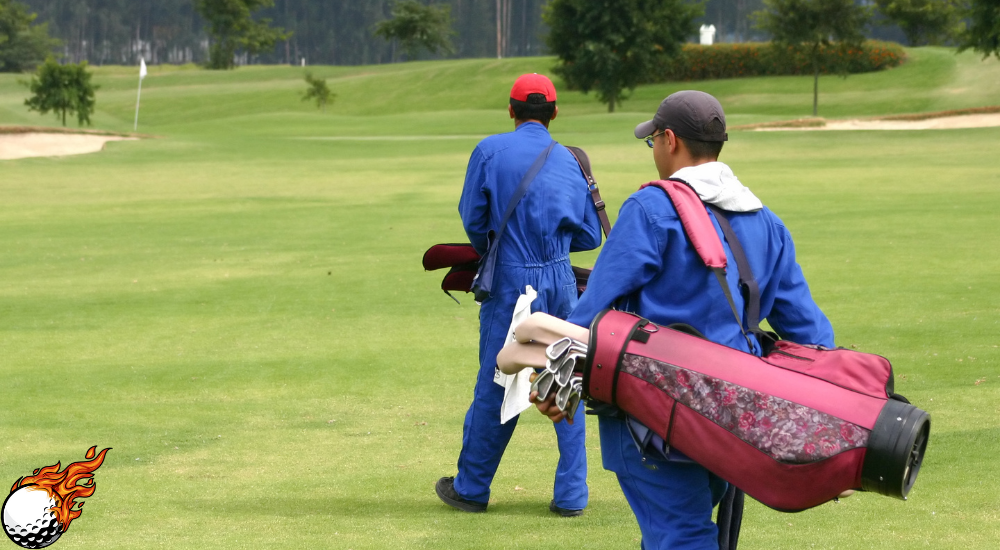 Two men are walking in the golf ground